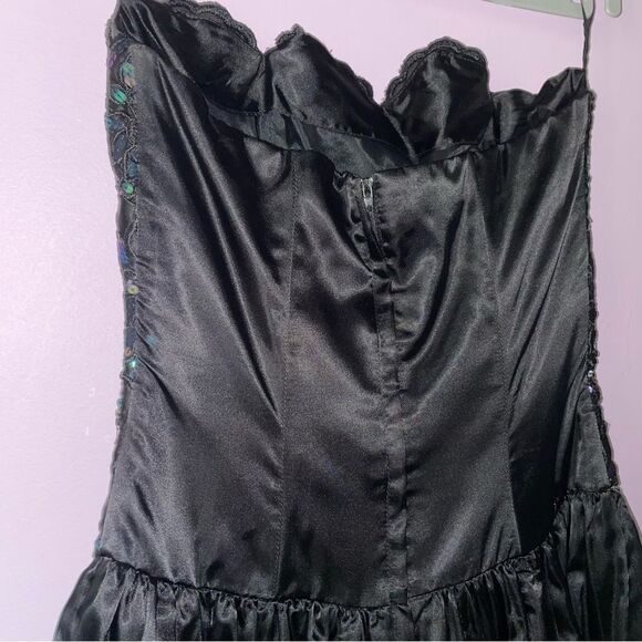 Gunne Sax Size 7 Formal Dress Strapless Black Sequin - Picture 5 of 7